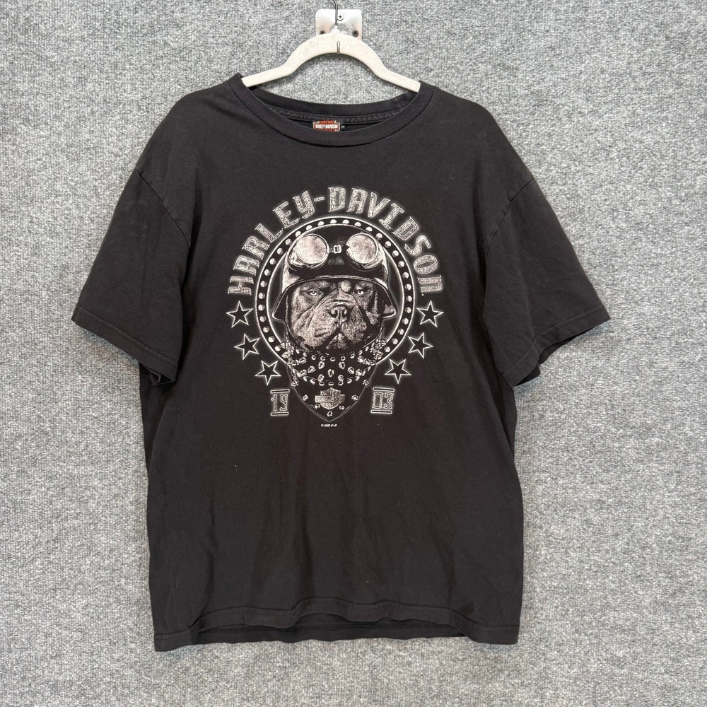 Harley Davidson Graphic TShirt Men XL Black Bulldog Cozumel Mexico Biker Tee Y2K